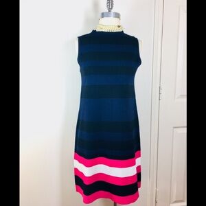 Eliza J Knit Dress Navy White Pink Sz. 6
